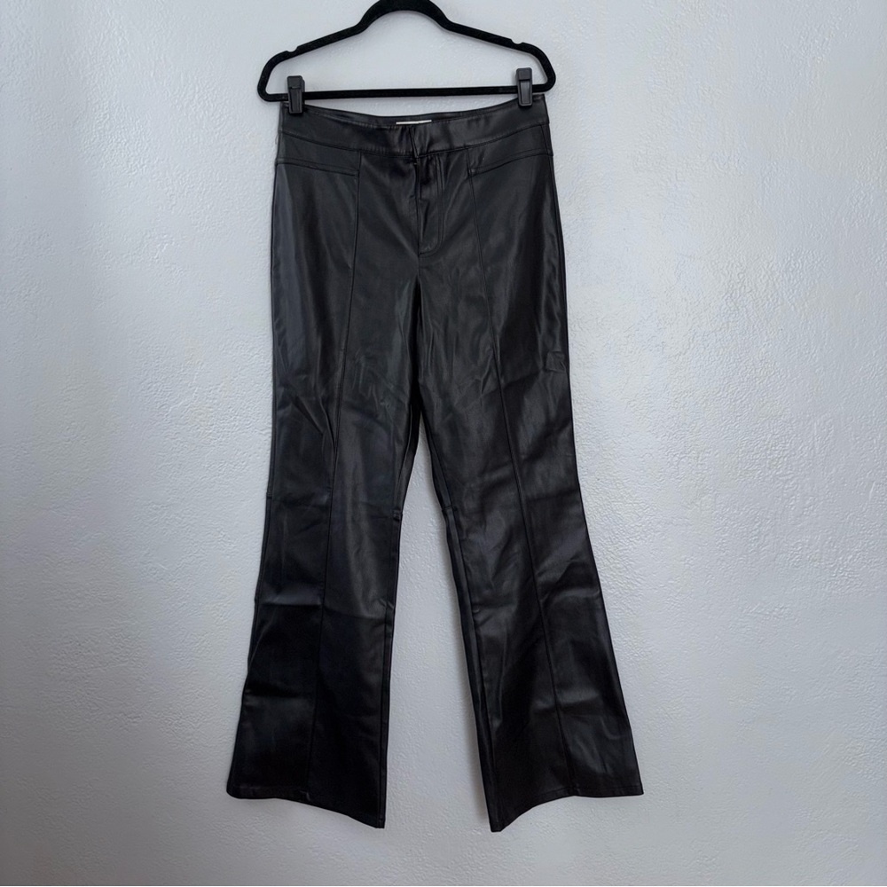 We The Free Black High Waisted Flare Leather Pants
